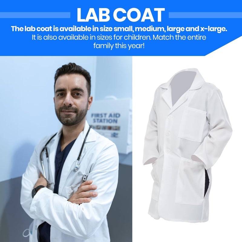 Dress Up America Unisex Lab Coat for Adults – Lightweight, Machine-Washable Costume with 3 Pockets – White - Image 1